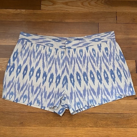 Joie Ikat Print Cotton Merci Shorts Blue White 10 - Picture 3 of 6